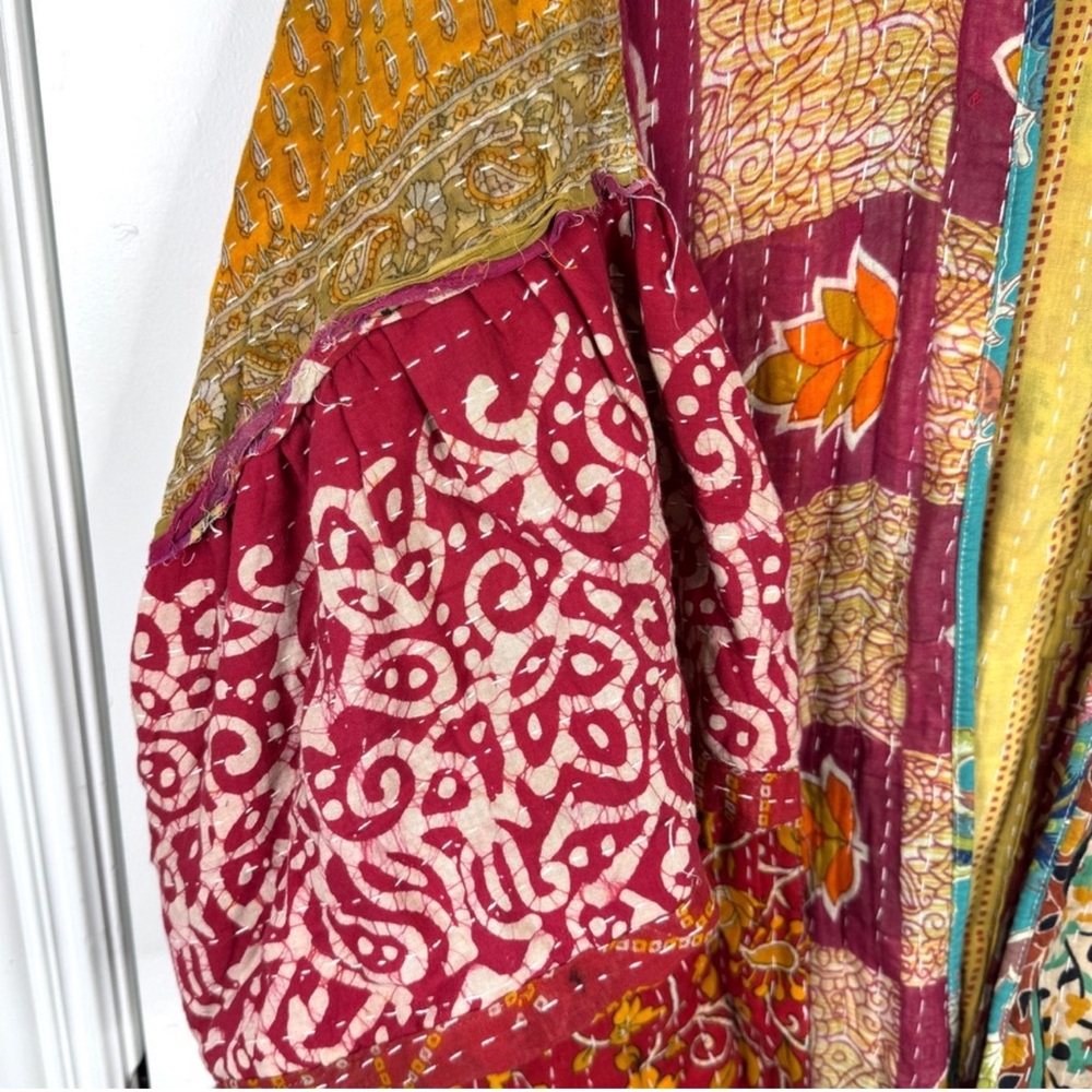 RAHAB’S ROPE Kantha NEW Reversible Patchwork Open Front Boho Kimono Duster NEW - Picture 12 of 14